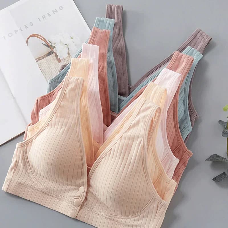 Reggiseno per allattamento in puro cotone intimo premaman per allattamento al seno da donna gravidanza Plus Size Bralette Gather Crop Top donna