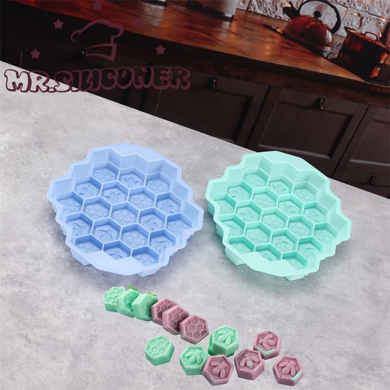 Silicone 19 ape Mobile torta a nido d'ape sapone al cioccolato sapone glassa stampo stampo candela stampo fai da te strumenti per torta di cera d'api Bakeware Bake Mold