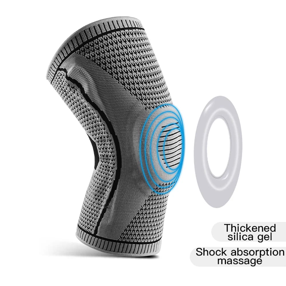 Supporto per Ginocchio con Presa in Silicone Antiscivolo, Leggero, Regolabile, Traspirante e Confortevole per Basket, Corsa e Atleti