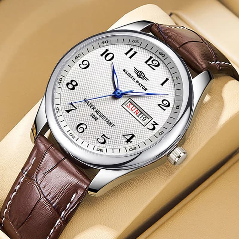 WLISTH Luxury Brand Men's Watch Quartz Arabic Numerals Men's Wrist Watch with Stainless Steel Waterproof Calendar Gifts for Father