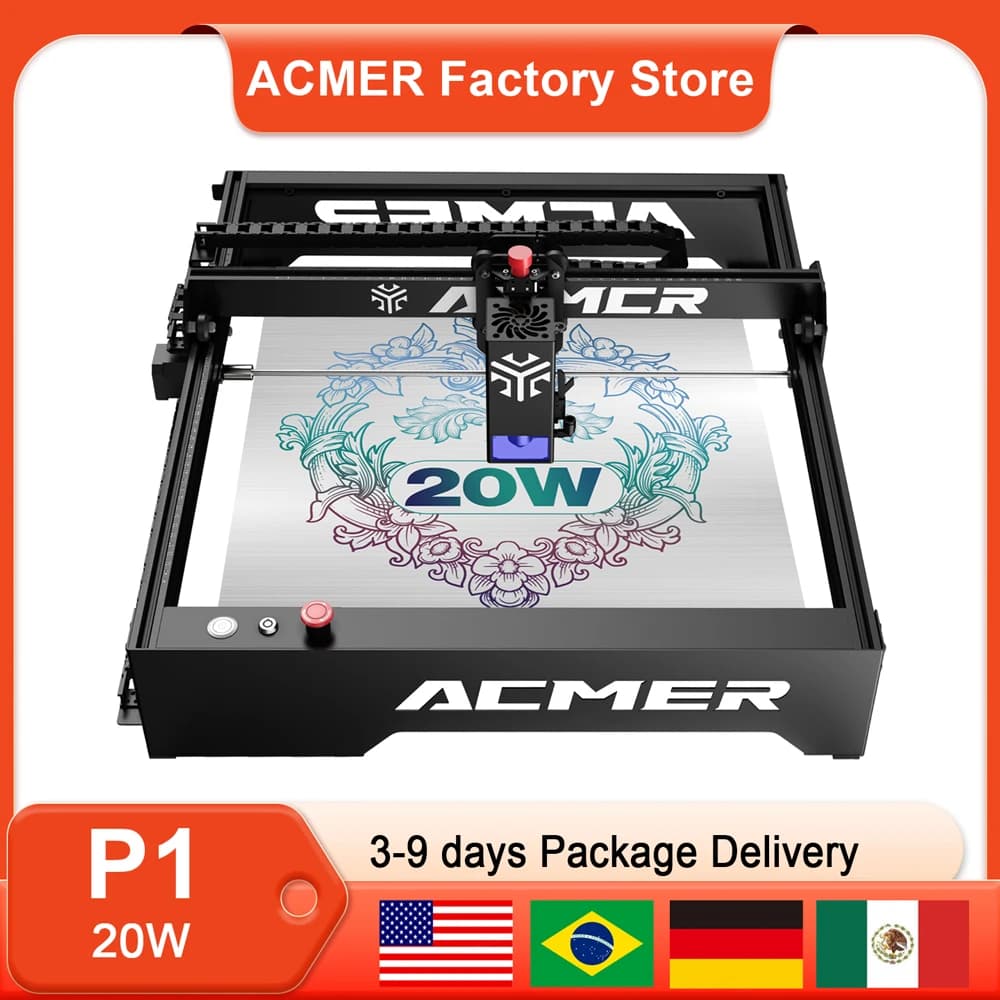 Laser Engraving Machine ACMER P1 20W with 10W Laser Head for Metal Laser Engraver Machine, Wood, Acrylic 400x410 cm