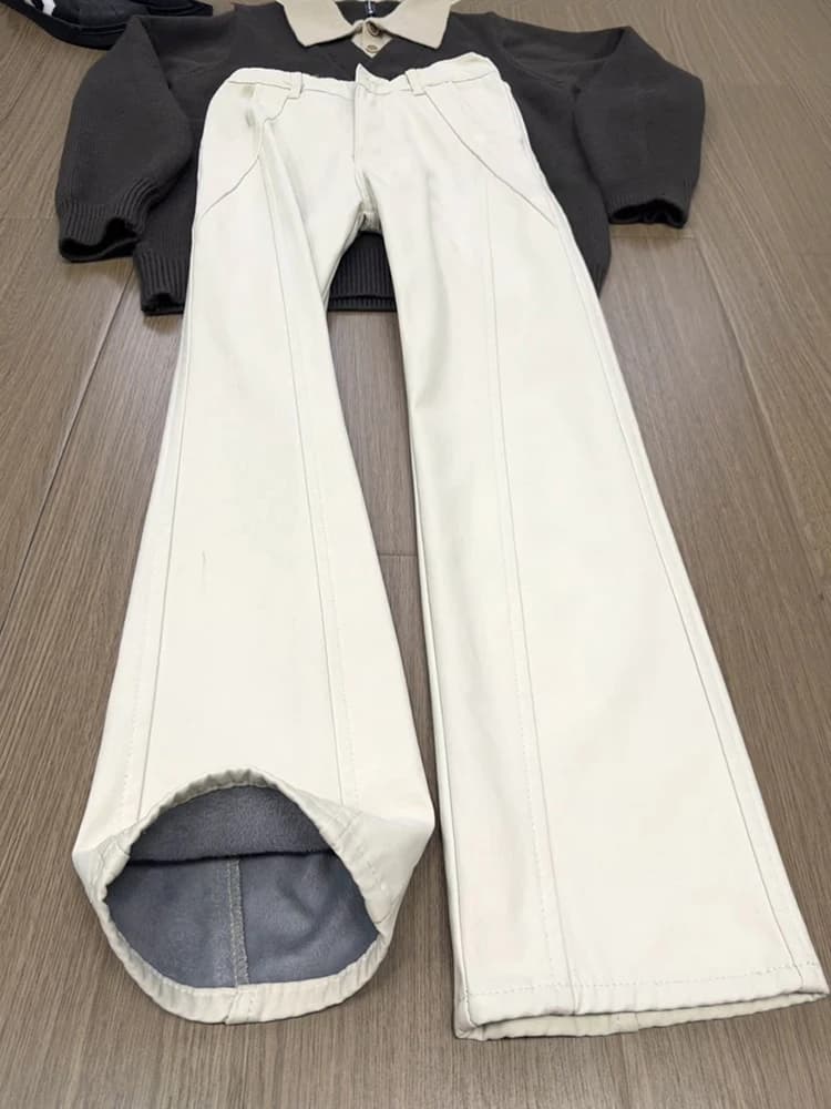 Jeans da Uomo in Puro Cotone, Slim Fit a Vita Media, Pantaloni Lunghi da Lavoro, Vita Bassa con Cuciture Decorative, Abbigliamento Casual Invernale