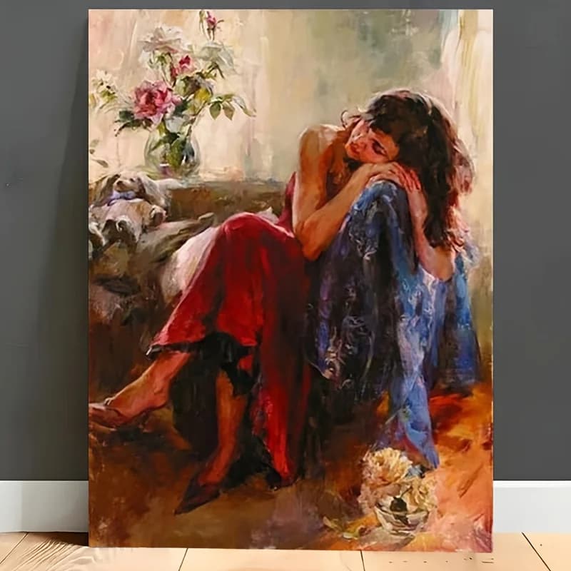 DIY Oil Painting By Number Portrait Girl Paint By Number Oil Handpainted Acrylic Unique Gift Wall Art Home Decor
