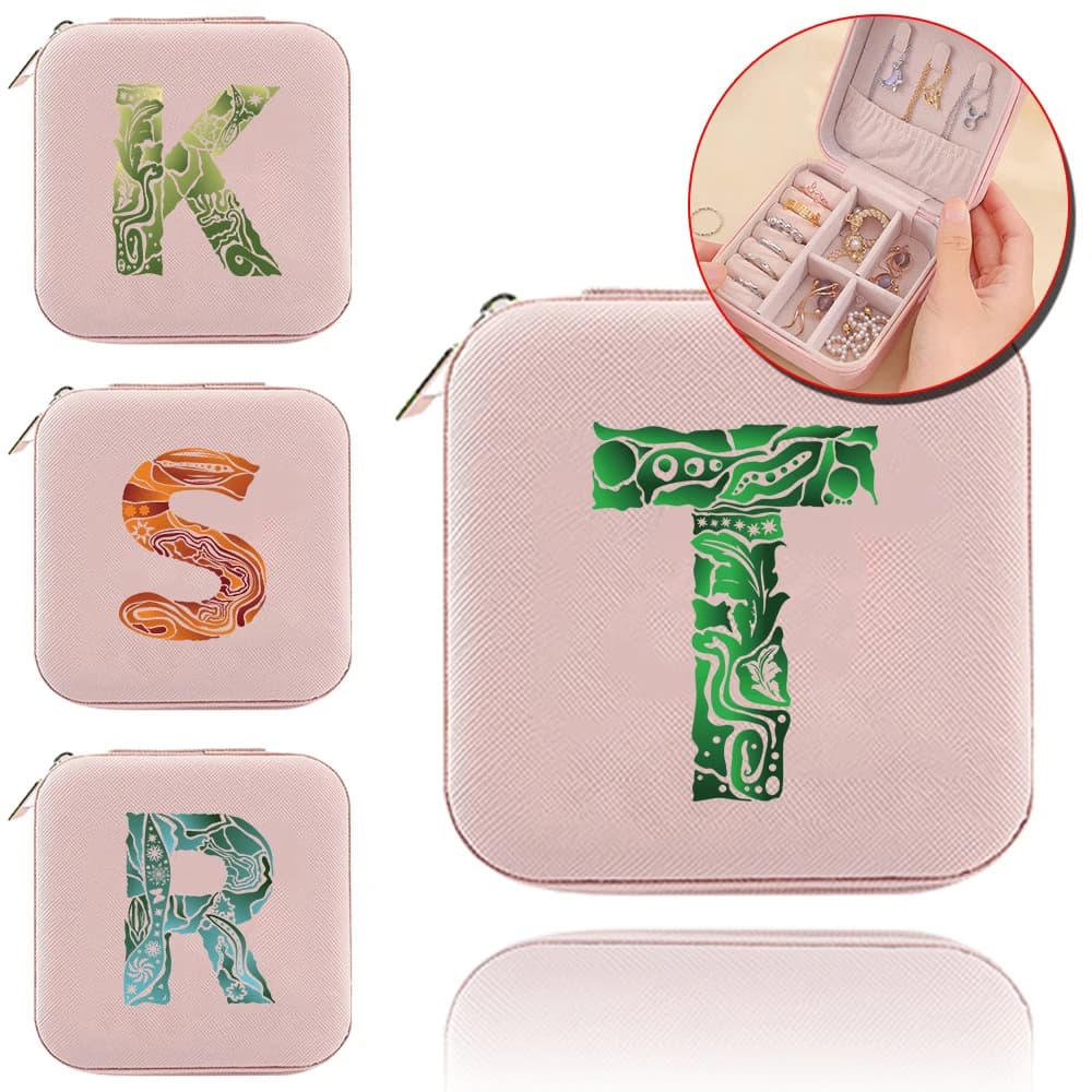 Jewelry Casket Portable Large Capacity Travel Jewelry Organizer Necklace Earring Display Case Storage Box Engrave Image Series