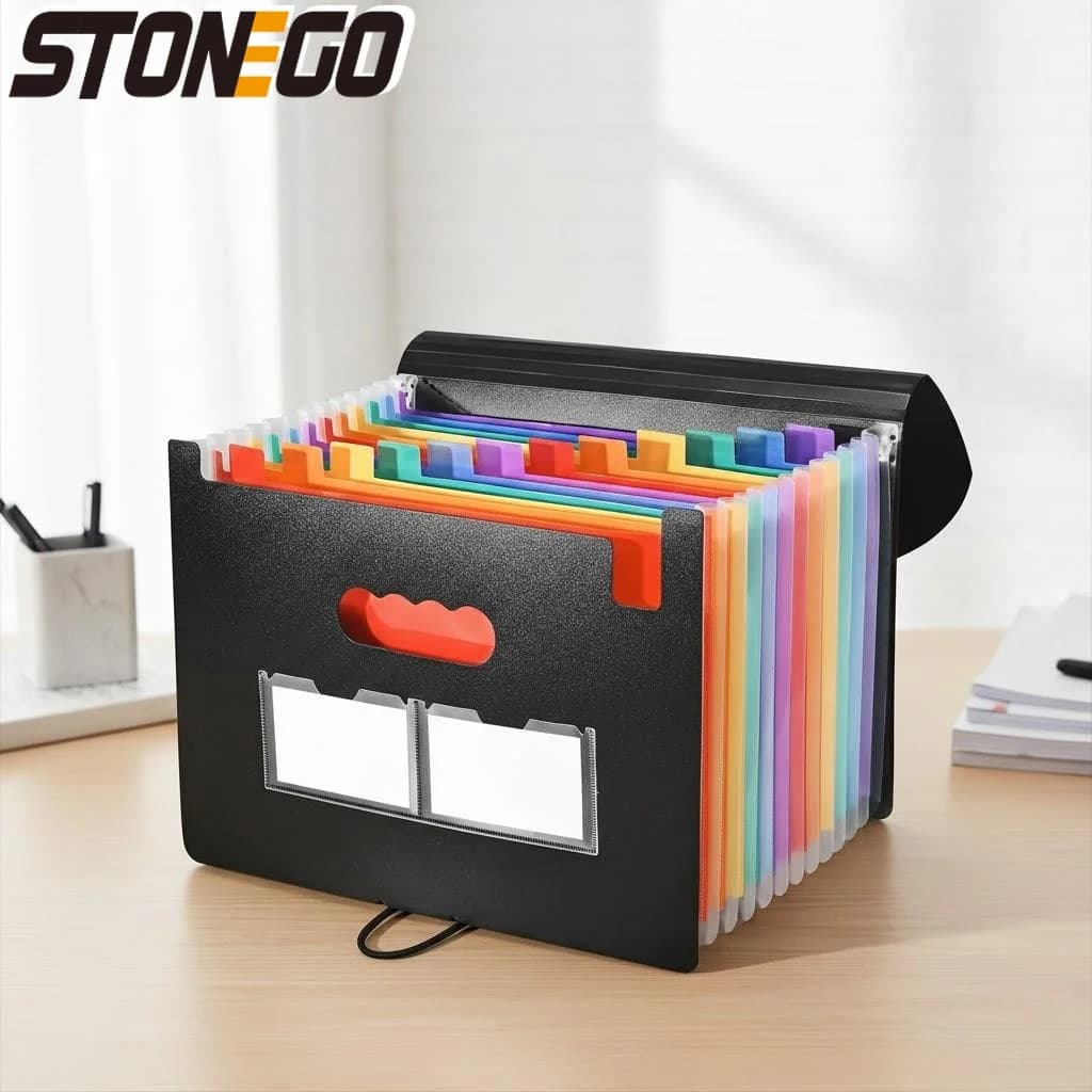 Organizzatore per Documenti a Fisarmonica 13/25 Scomparti, Cartella Portadocumenti Resistente e Impermeabile per Ufficio, Design con Alette Sigillate su Tre Lati