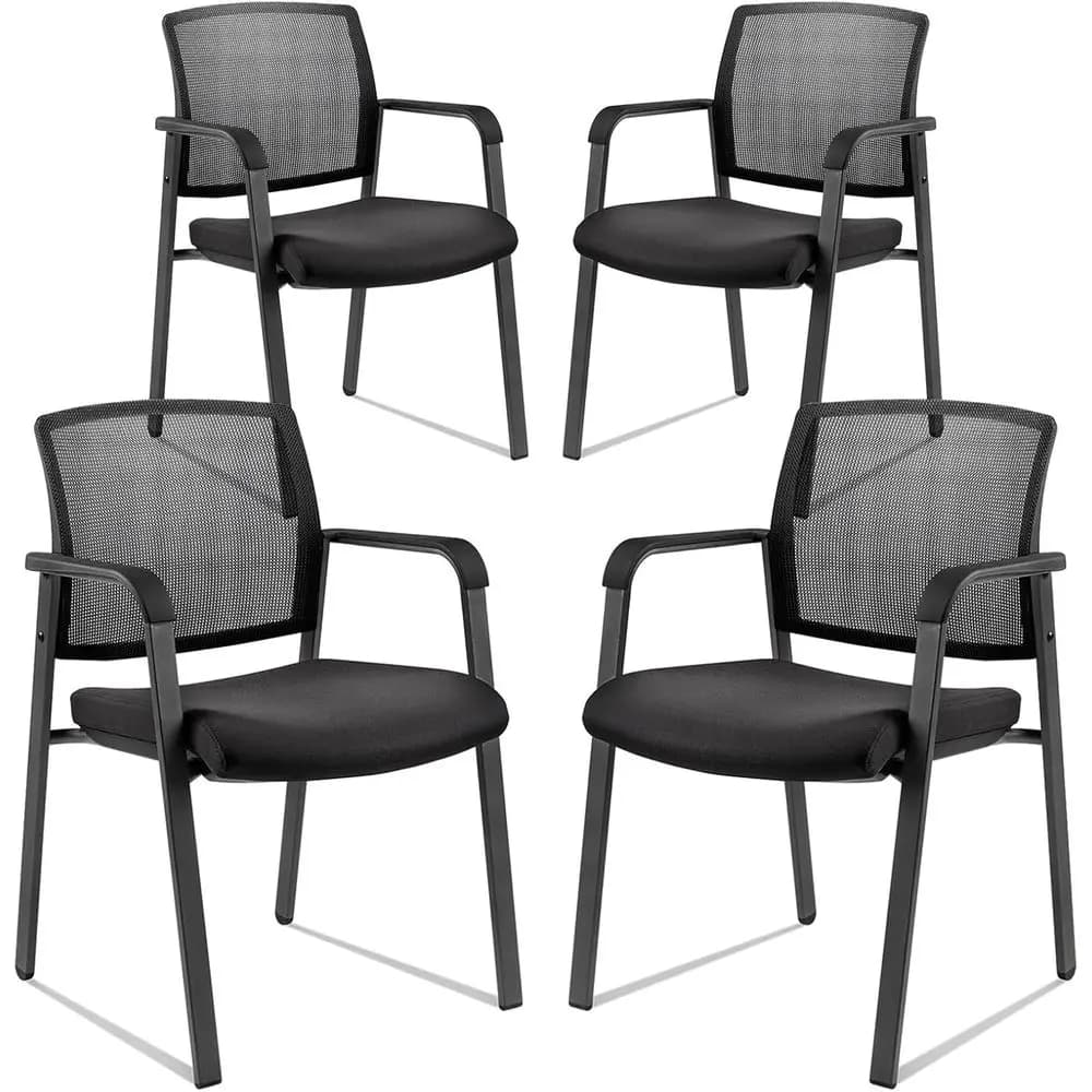 Sedie da Ufficio Impilabili con Schienale in Rete, Seduta Imbottita e Supporto Ergonomico per Sale d'Attesa, Conferenze, Scuole e Chiese