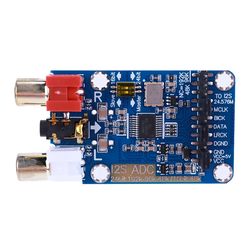 I2S ADC Audio I2S Capture Card Module Master Slave Mode scheda di sviluppo 24BIT 192K 96K 48K supporto ingresso 3.5MM/RCA