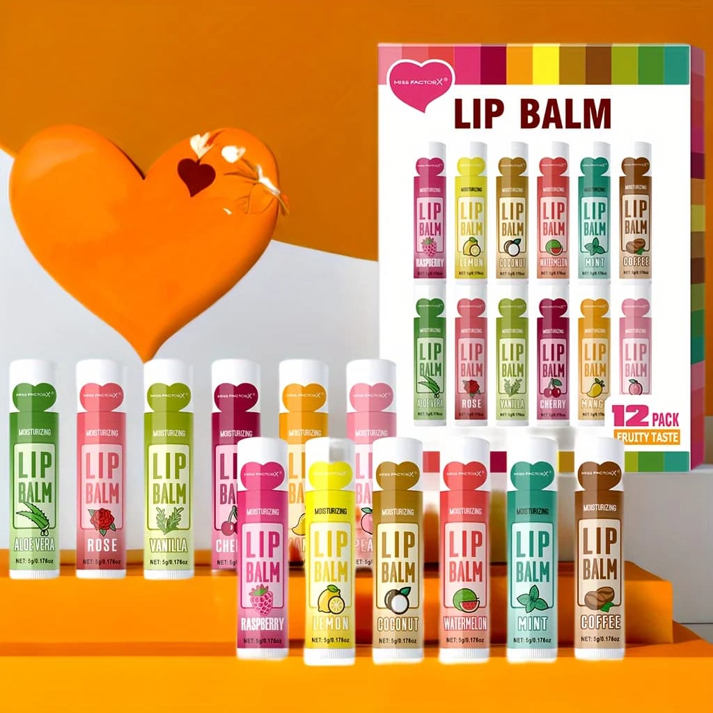 12-piece lip balm set / 5g deep moisturizing and exfoliating long-lasting to create moisturized lips