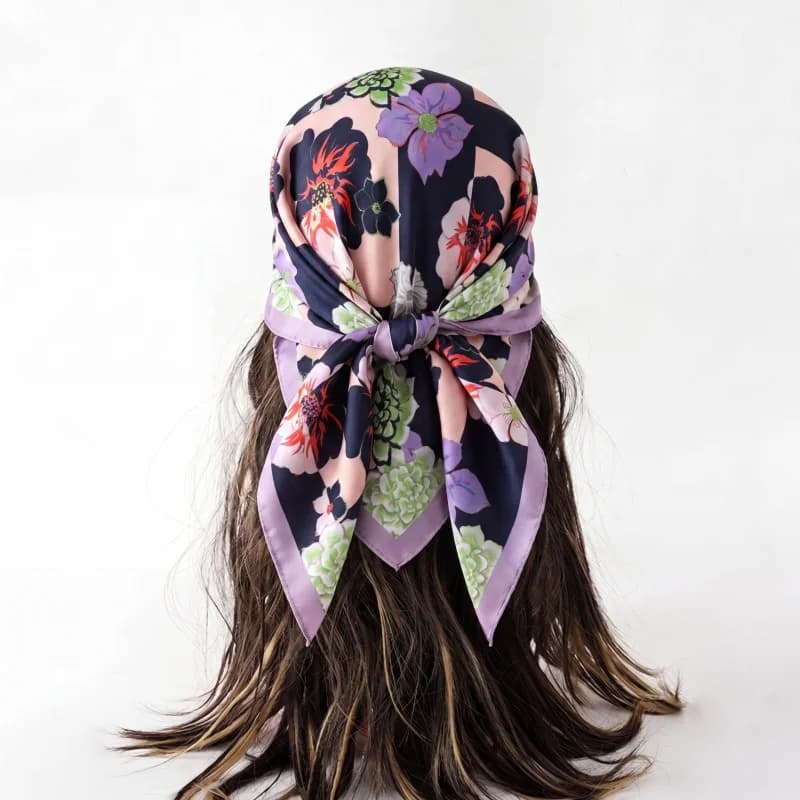 Print Silk Scarf Fashion Hijab Turban Female Headscarf Square Bandana Neckerchief Shawl Handkerchief Luxury Wraps Headband