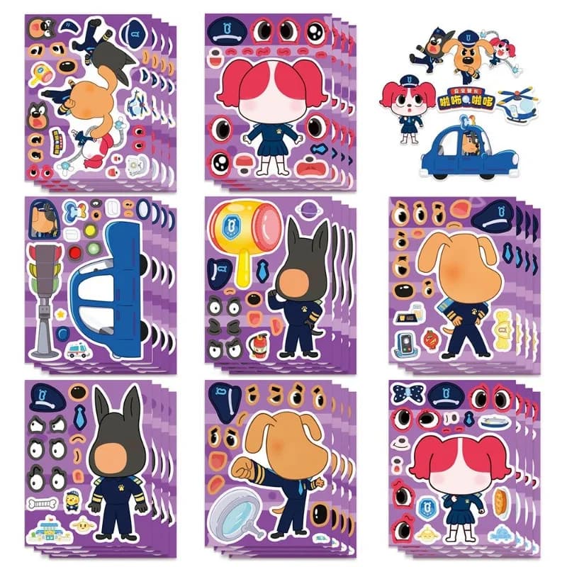 Sheriffs Labradors Jigsaw Reward Stickers Educational Fun Decorative Stickers DIY Hand Account Ornament Stickers for Learning