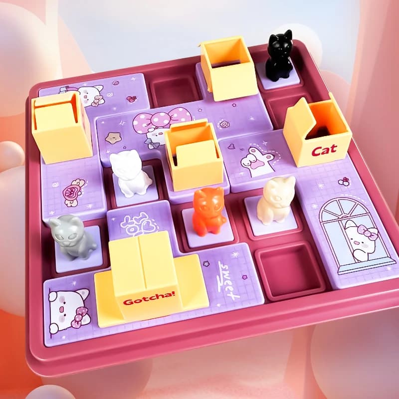 Giocattoli educativi per bambini Gioco di nascondi-nascosti con gatti 40 sfide Gioco da tavolo Esercizio di pensiero logico immaginazione spaziale concentrazione