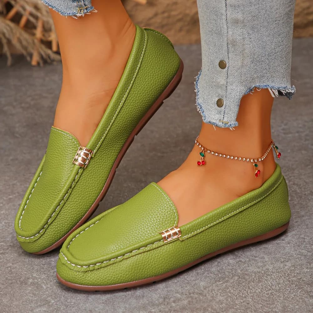 Women Flats 2026 New Lightweight Solid Loafers Fashion Metal Decor Soft Soled Shoes Comfortable Casual Shallow Female Sneakers