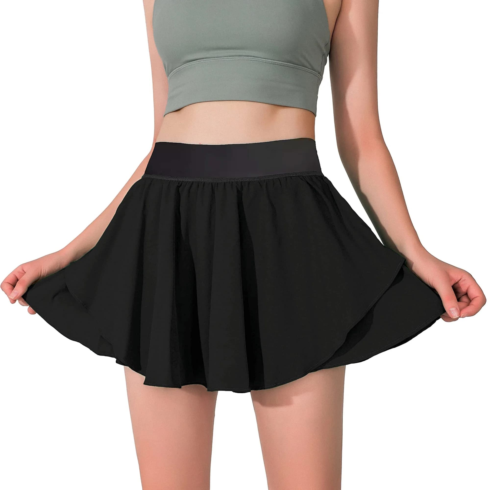 Gonne-pantaloncino da tennis a vita alta da donna con tasche, gonne sportive da golf, pantaloncini da corsa e allenamento, abbigliamento sportivo confortevole per donna