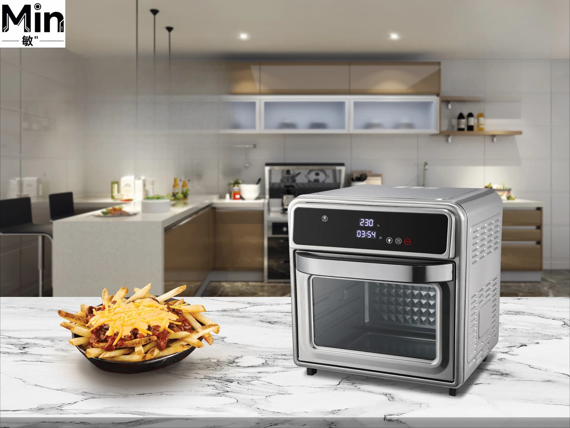 Friggitrice ad Aria Multifunzione in Acciaio Inox da 20L, Forno Elettrico per Cottura e Frittura