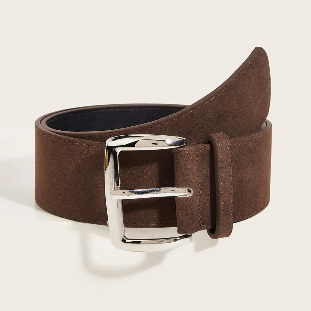 4.8cm Width Suede Leather Wide Belt Maillard Styles Trendy Pin Buckle Waistband Casual Versatile Business Waist Strap Gifts