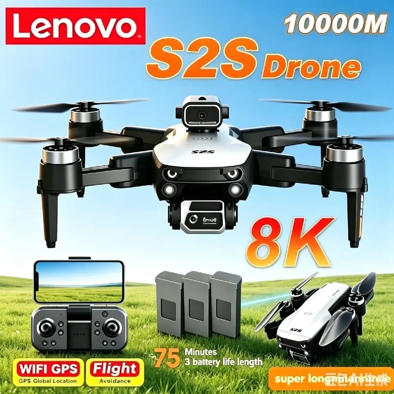 Drone Lenovo S2S con GPS, Doppia Fotocamera HD 8K, Evitamento Ostacoli Omnidirezionale, Quadricottero RC Brushless