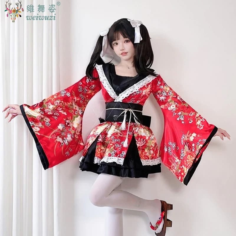 Japanese Kimono Edited for Woman, Bathtub Dress, Summer Cameroon Costume, Cosplay for Comic With and Halloween, Geisha Kawaii style