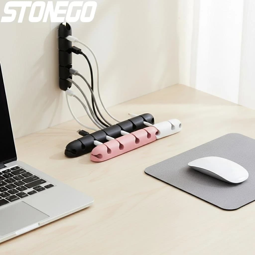 Organizzatore di Cavi USB da Scrivania, Gestione Fili Multifunzione, Fissaggio in Silicone, Avvolgicavo Adesivo Ovunque