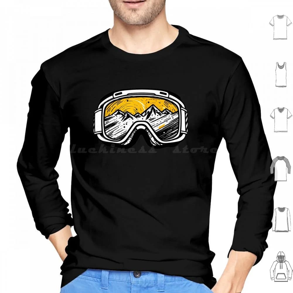 Occhiali da sci, snowboard, regali per snowboard Felpa con cappuccio in cotone a maniche lunghe Sciier Bianco Hobby Sci Occhiali da sci