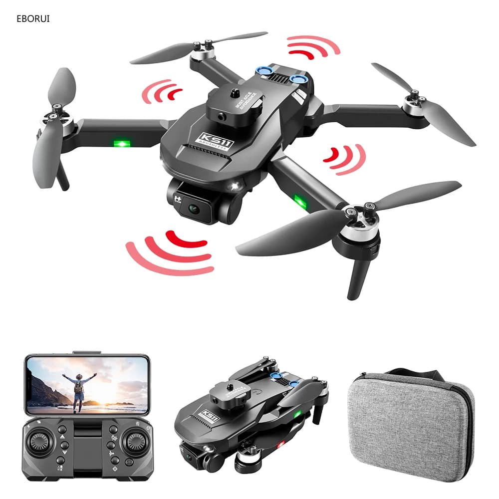 EBORUI KS11 motore Brushless RC Drone 2.4G 4CH WIFI FPV 4K EIS HD Camera ostacolo evitare RC Quadcopter RTF giocattoli regalo per bambini