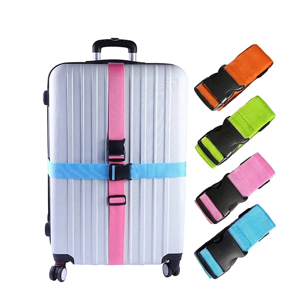 Straight shape luggage straps for suitcase, polyester luggage belt with travel accessory with adjustable release buckle