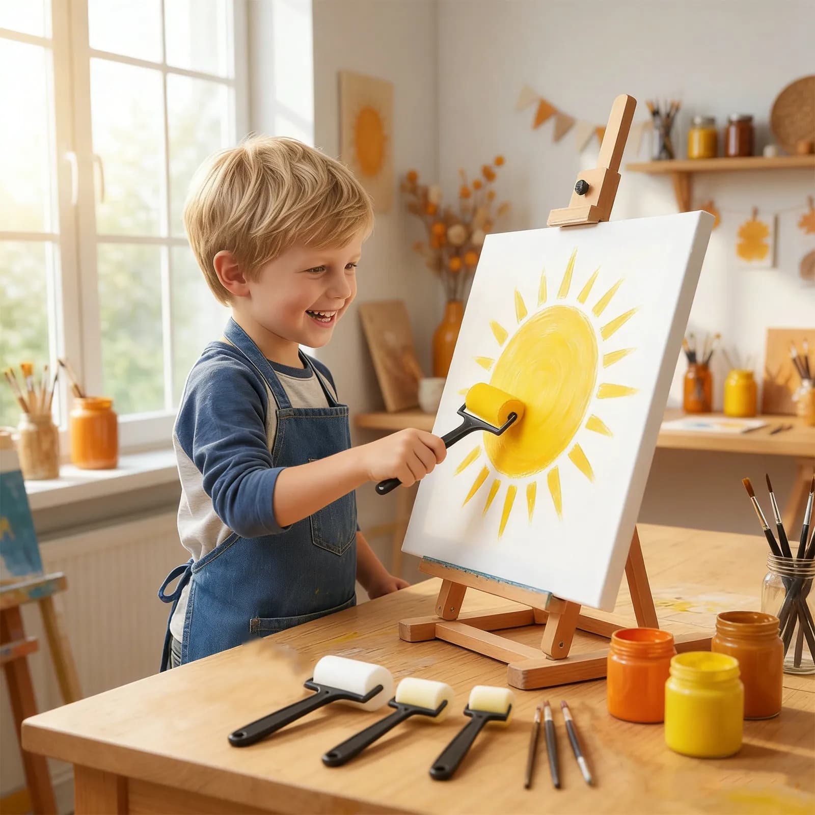 Set di 6 Rulli in Spugna per Pittura, Pennelli per Dettagli, Strumenti Artistici per Disegno e Forniture Creative Educative