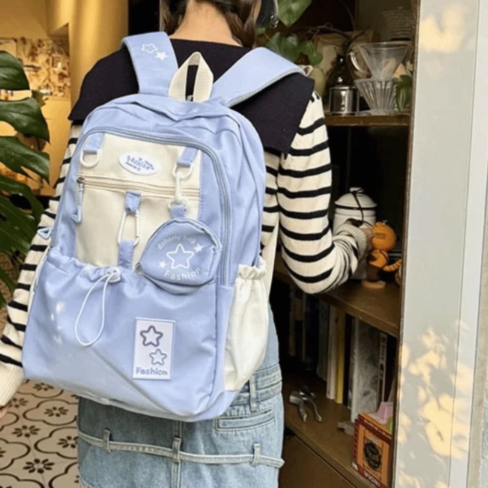 Zaino da Donna alla Moda con Portamonete, Borsa a Tracolla in Nylon Stile Harajuku Coreano, Zaino Scolastico per Studenti delle Scuole Medie