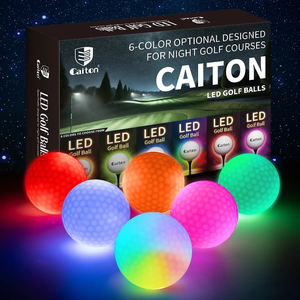 Palline da golf Caiton Night Glow – Set di 6 palline ad alta visibilità, attivate dagli urti per giochi notturni, regalo perfetto per gli amanti del golf