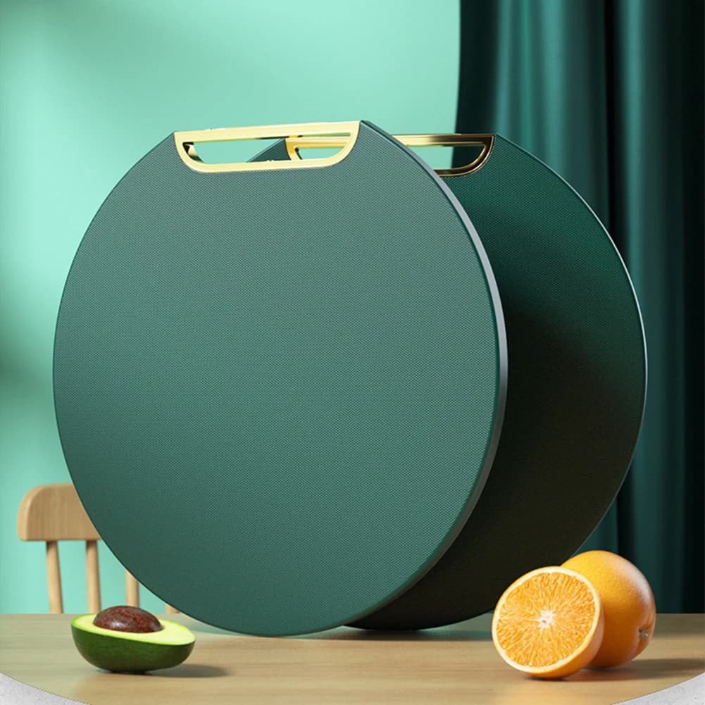 Tagliere in PE con foro per appendere, tagliere rotondo facile da pulire, tagliere in plastica per carne, verdure e frutta