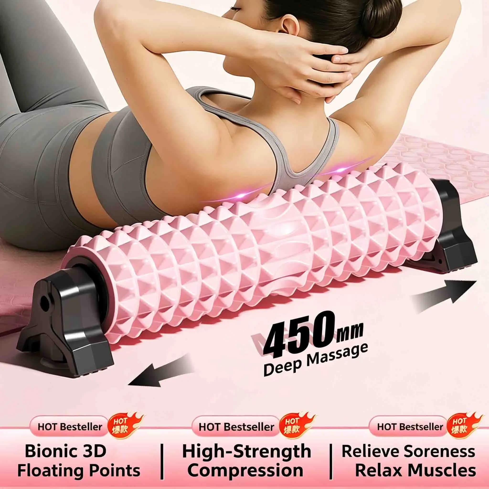 59cm Yoga Foam Roller Muscle Massage Yoga Column Pilates Block Gym Fitness Back Leg Waist Pain Relief Equipment