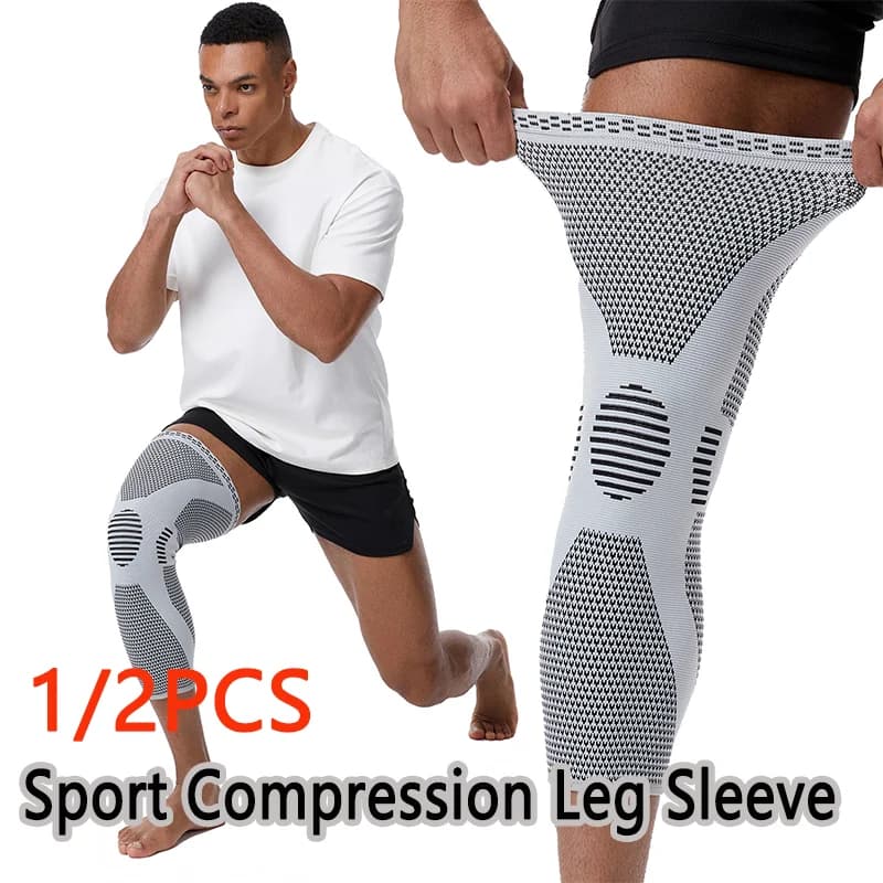 1/2 Pezzi Manicotti a Compressione per Gambe Traspiranti, Ammortizzanti, Antiscivolo, Supporto per Gambe, Protezione Ginocchio, Manicotti da Corsa