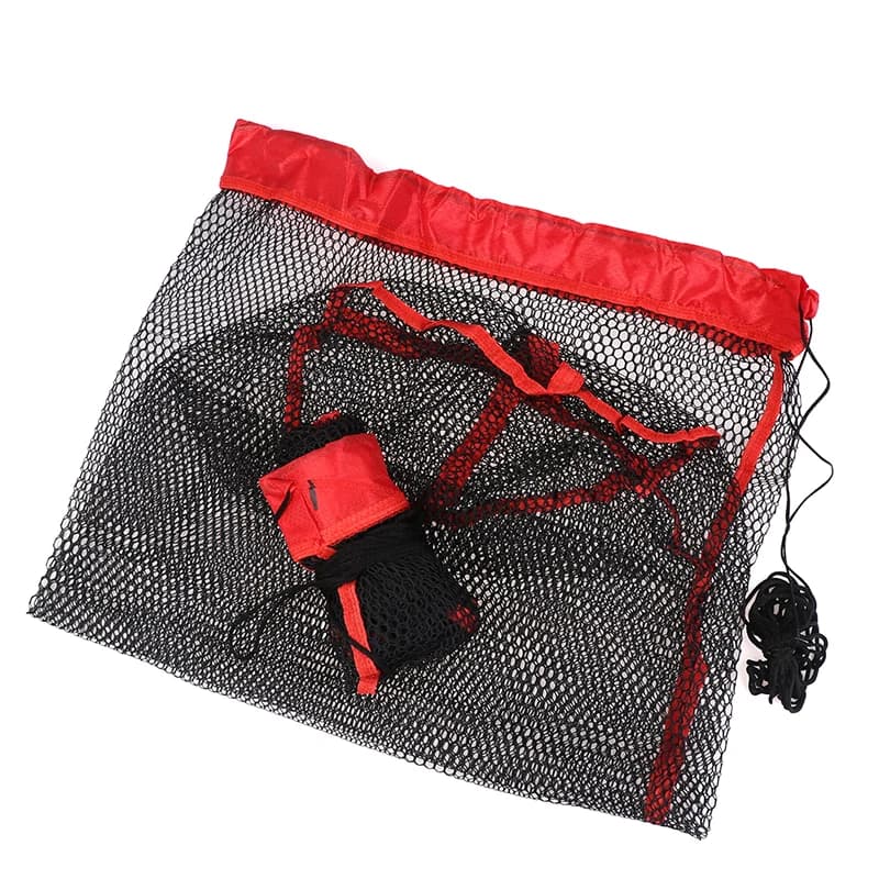 Fishing Landing Net Fishing Catching Collection Bag With Drawstring Portable Folding Thickening Small Grid Mesh Bag Fishing Gear