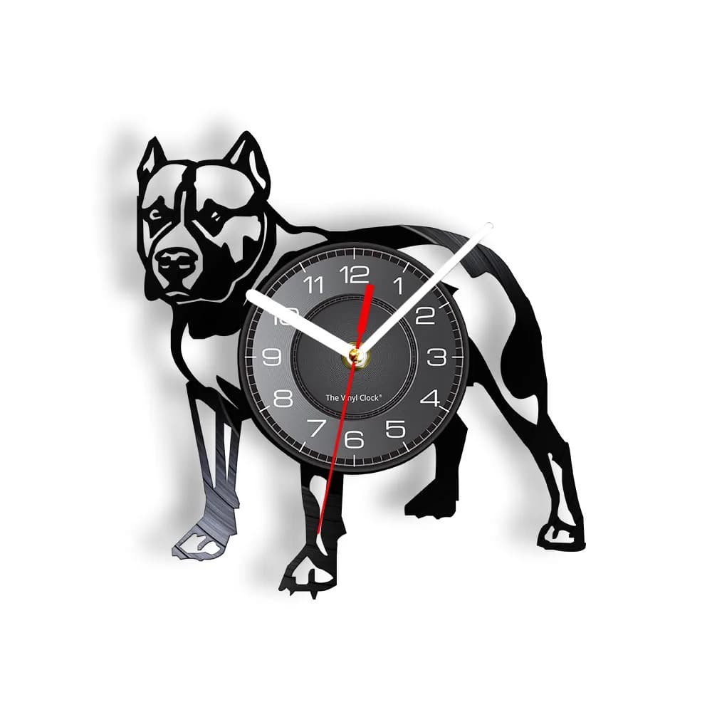 Pitbull Home Wall Decor decorative wall clock Dog Breed Gifts Pitbull Mom wall clock with vinyl registration American Bully Mom Retro Clock