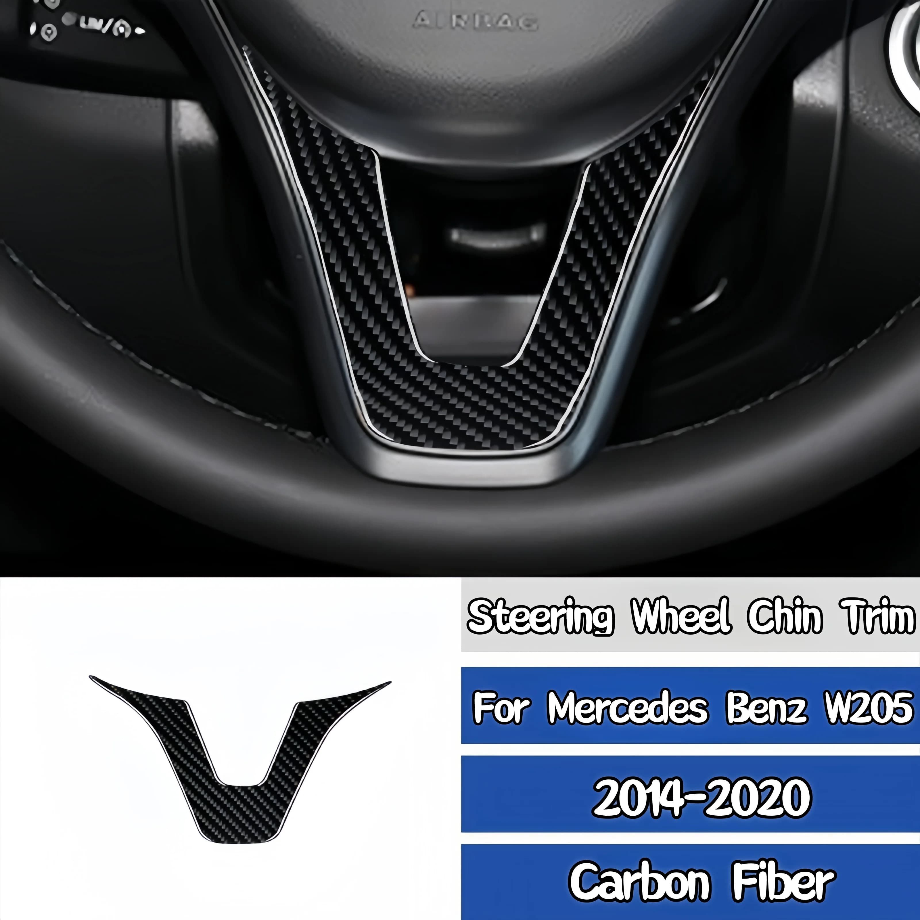 Per Mercedes W205 Benz Classe C GLC 2014-20 Volante automatico in fibra di carbonio Pannello mento Copertura decorativa Trim Adesivo Accessori