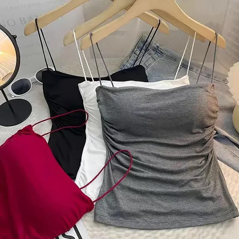 Top Senza Maniche Sexy da Donna, Canotta Casual, Crop Top, Intimo Sportivo Senza Cuciture con Imbottiture per il Petto