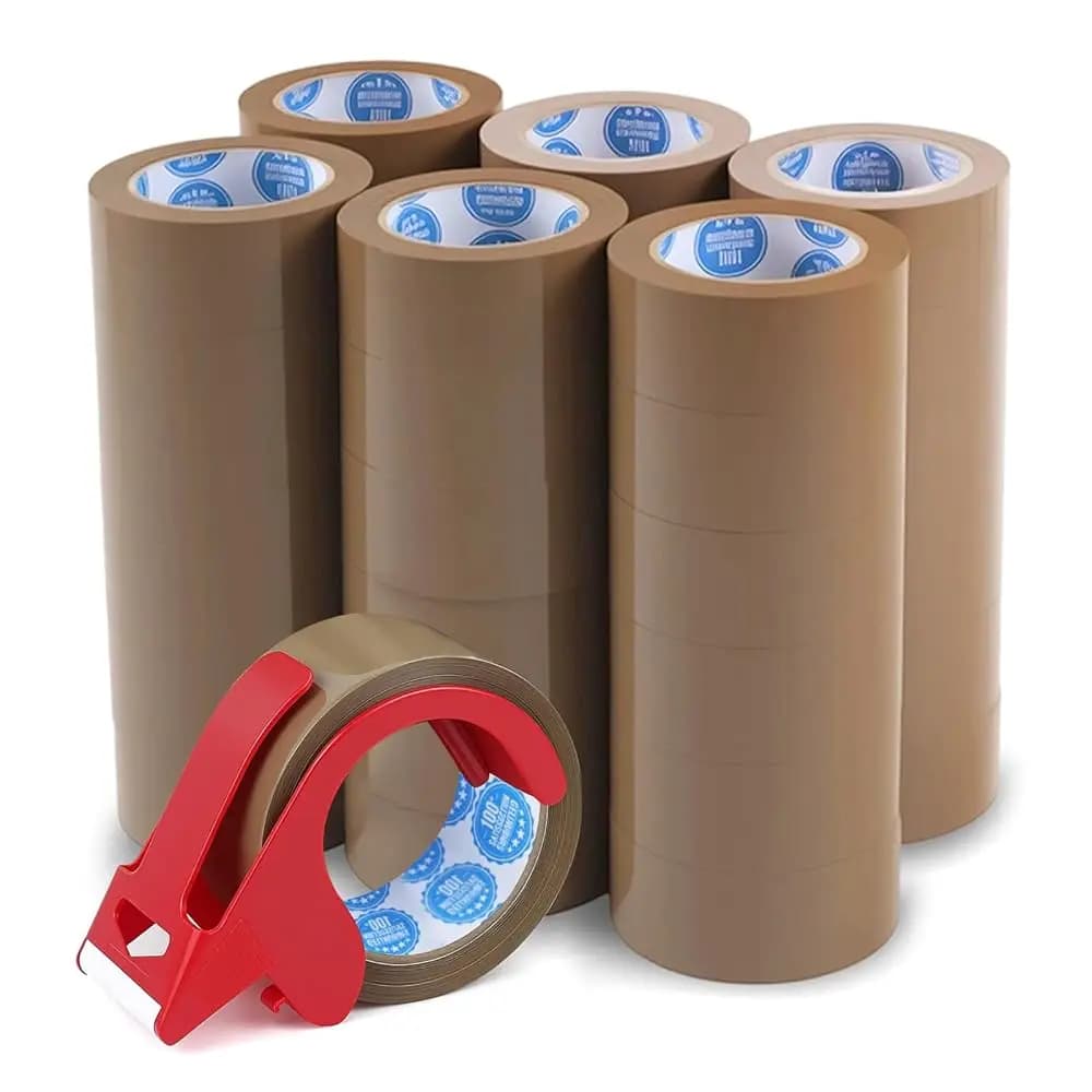 Nastro Adesivo Marrone per Imballaggio, 36 Rotoli (5 cm x 50 m, 2.0 Mil) – Nastro in Plastica per Spedizioni, Traslochi e Stoccaggio, Non Carta Kraft