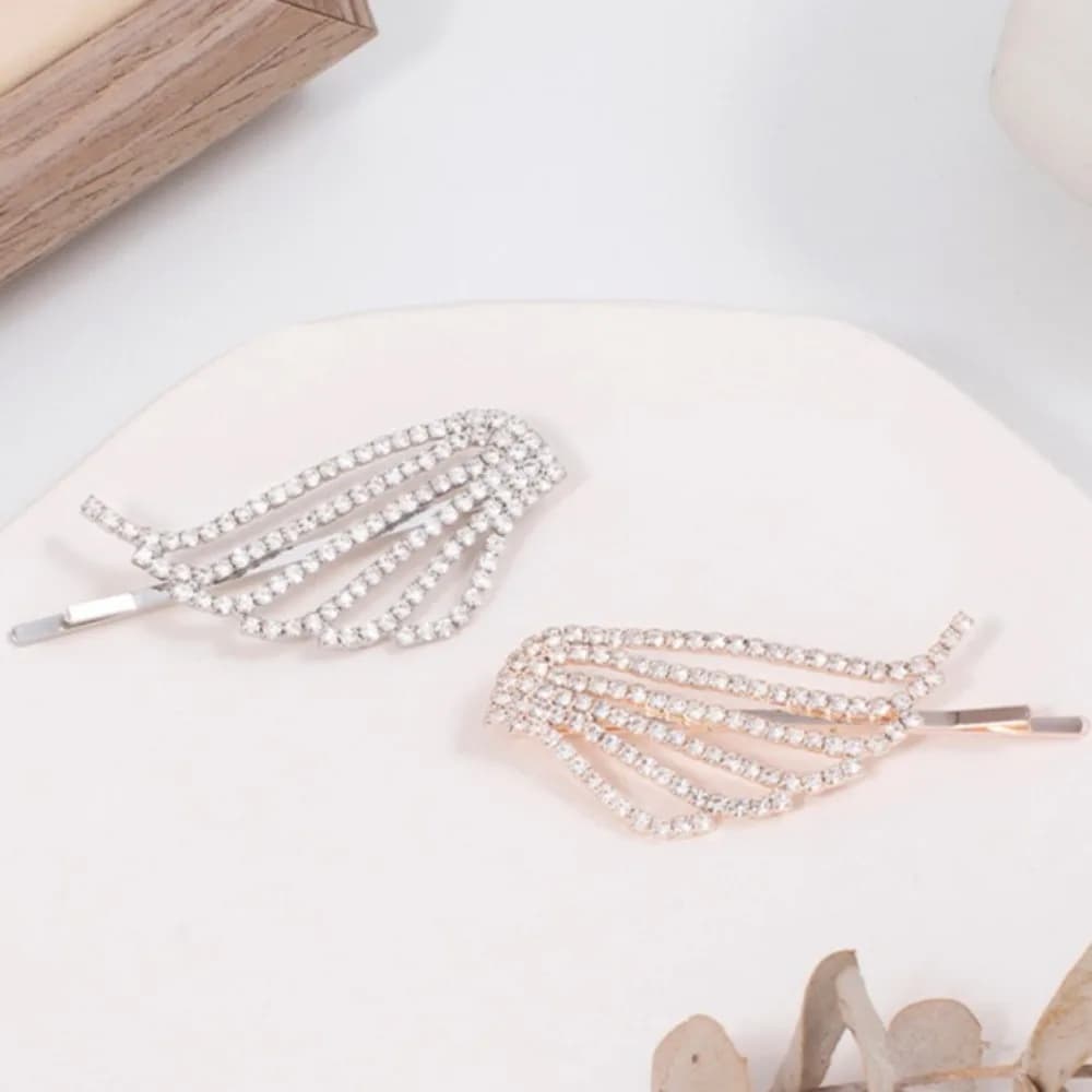 Korean Shining Rhinestone Angel Wings Hairpin Hair Clip Woman Full Diamond Temperament Girl Side Bangs Edge Clip Accessories