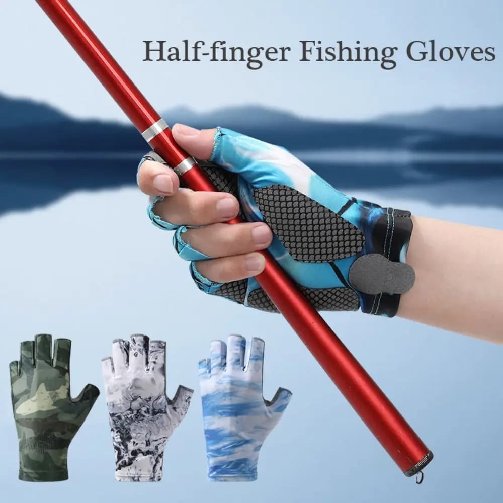 Professional Elastic Fishing Gloves Breathable Men's Cycling Gloves and sweat absorbent Gloves without fingers with anti-slip sun protection