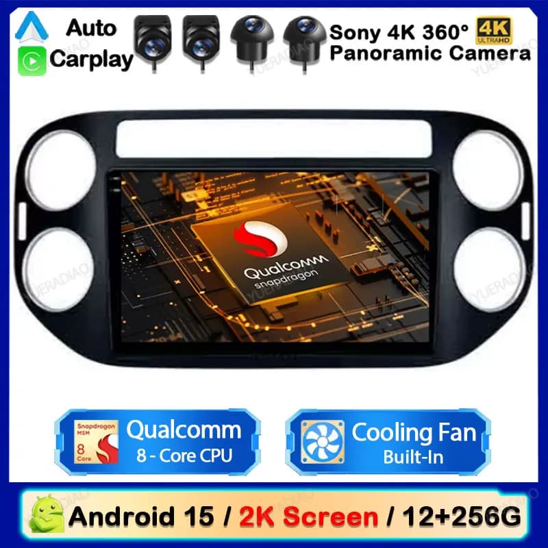 Autoradio Android 15 per Volkswagen Tiguan 1 NF 2006 - 2016 Mirror Link 4G WIFI DVD SWC Carplay & Android Auto Touch Screen 2DIN