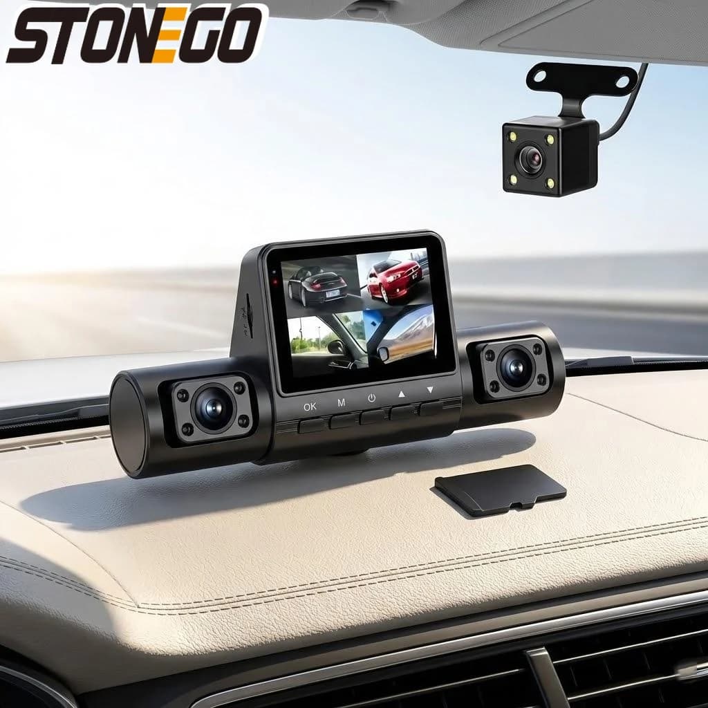 Telecamera da cruscotto per auto 1080P Full HD a 4 lenti grandangolari con registrazione in loop, schermo IPS e visione notturna per la sicurezza del veicolo