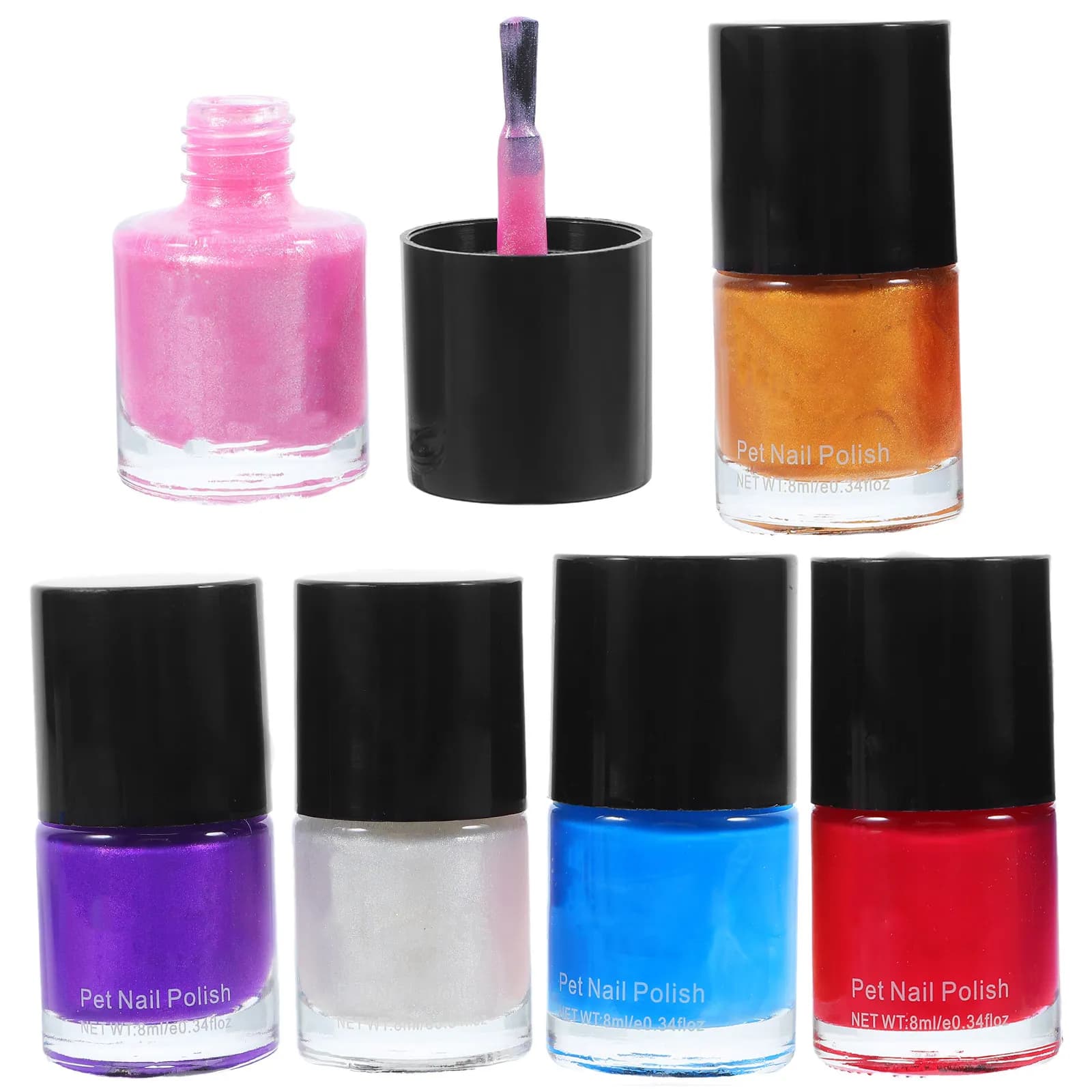 Set di 6 Smalti per Unghie per Cani a Base d'Acqua con Ingredienti Salutari, Facili da Rimuovere, Set Colorato per Unghie Scure, Accessori per Animali Domestici