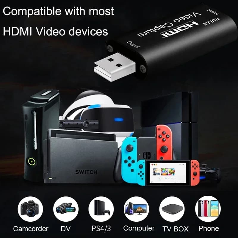 Scheda di acquisizione video USB 2.0 HDMI Video Grabber Scatola di registrazione di giochi per PS5 PS4 STB XBOX Registrazione fotocamera PC Streaming live Mini