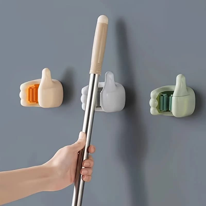 Clip per Mop da Parete Senza Foratura con Adesivo Forte, Gancio, Clip per Scopa, Portaoggetti Fisso per Bagno