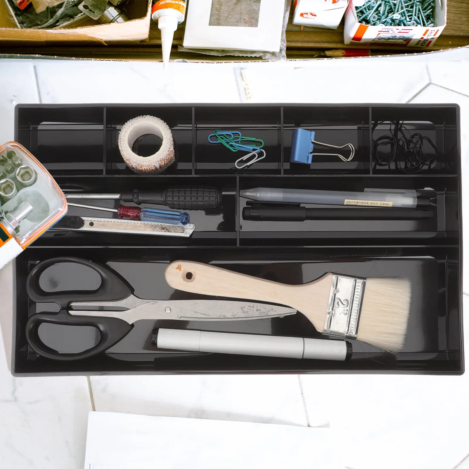 Organizzatore per Cassetti in Plastica con Scomparti Multipli per Scrivania, Bagno, Cucina, Cosmetici, Utensili, Cancelleria, Soluzione di Archiviazione Domestica