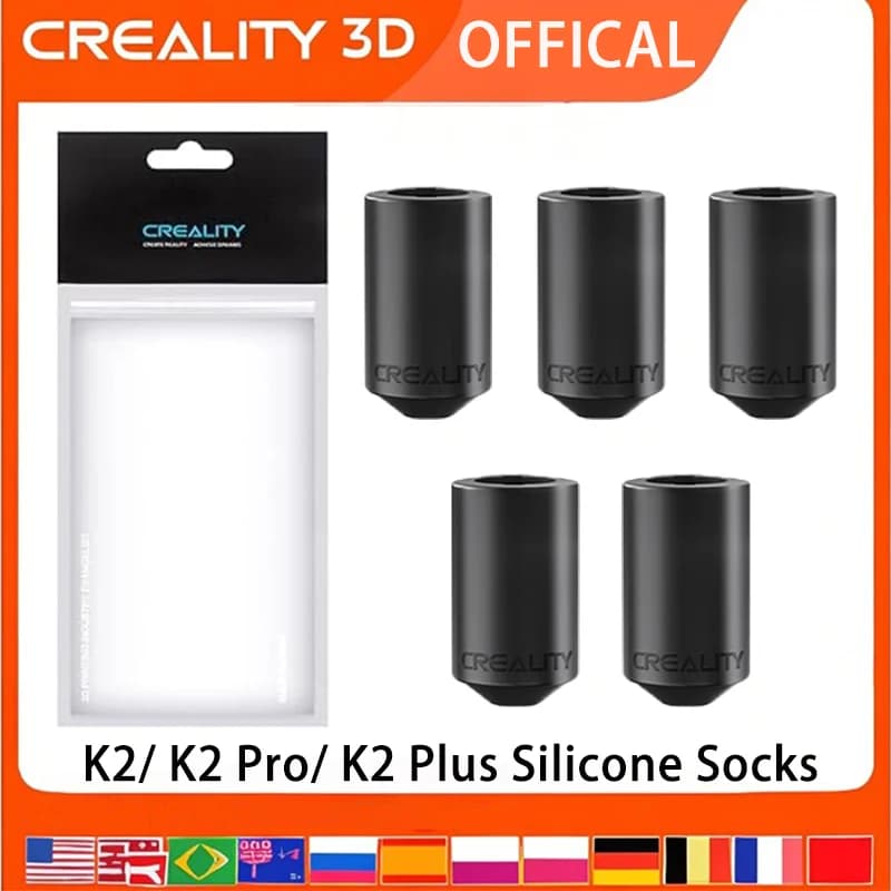 Calzini in silicone Creality K2 Plus, copertura in silicone K2/K2 Pro Hotend 5 pezzi Copertura isolante per blocco riscaldante per stampante 3D K2