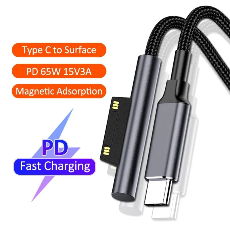 USB C Power Supply Charger 65W 15V 3A Adapter for Microsoft Surface Pro X 8 7 6 5 4 3 Type C PD Tablet Fast Charging Plug