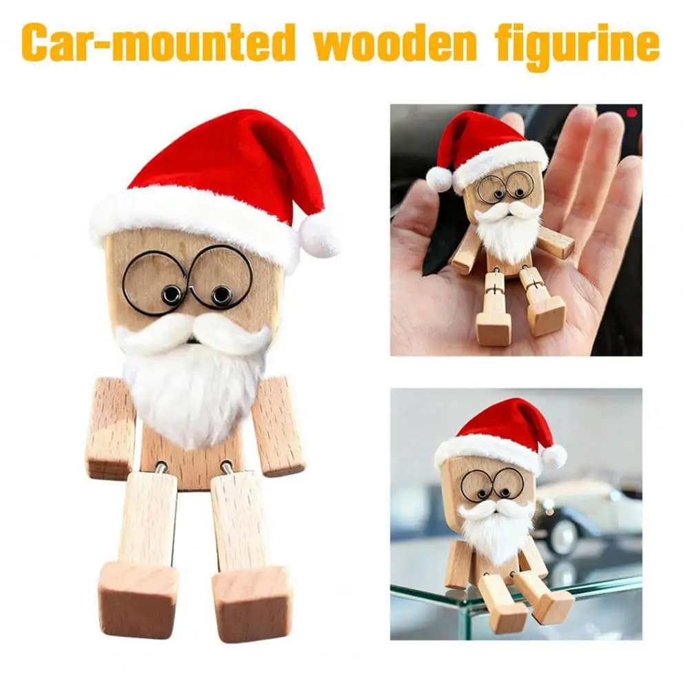 1 Set Natale Scuotendo Legno Uomo Blocco di Legno Figurina Uomo con Gambe Scuotendo 12 Espressioni Magnetiche Divertente Figurina di Babbo Natale