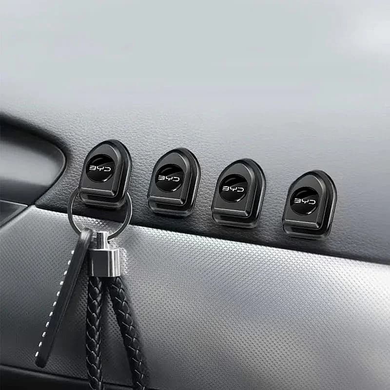 BYD Logo Self‑Sticky Mini Interior Hooks For Atto 3 Seal Dolphin Han Tang Song Yuan 2‑4Pcs Multi‑Purpose Hanging Organizer Car P