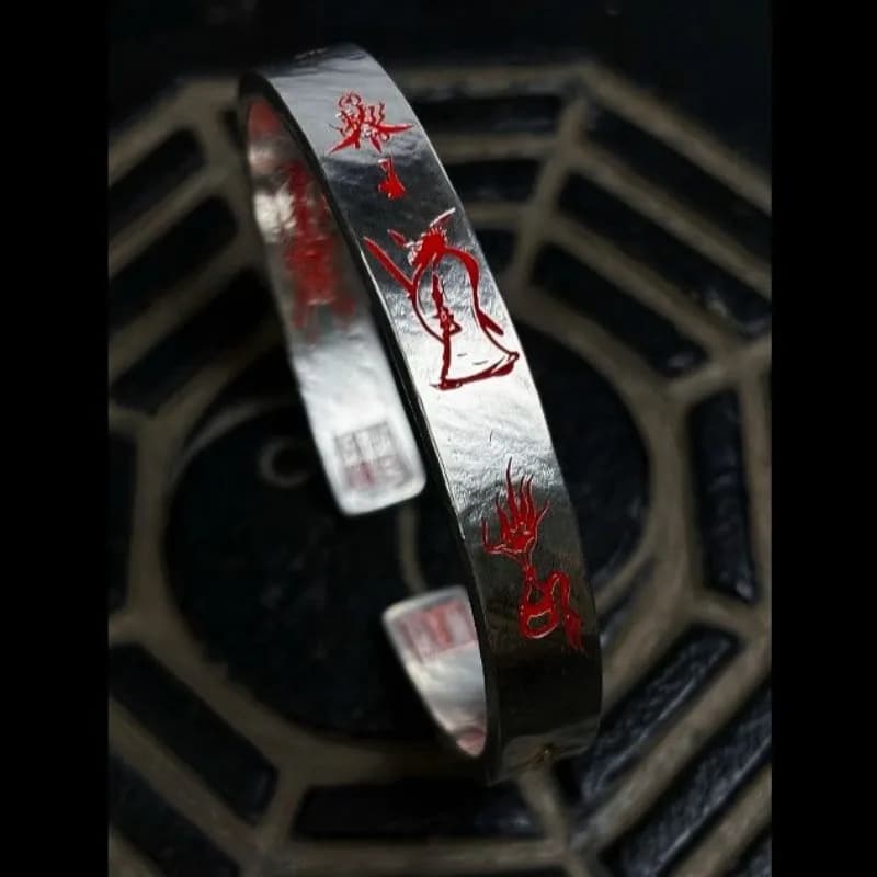 Maestro taoista Zhong Kui Comando Cinabro Bracciale rosso Vintage Guochao Style Ricchezza Attirando Protezione Regalo unisex regolabile