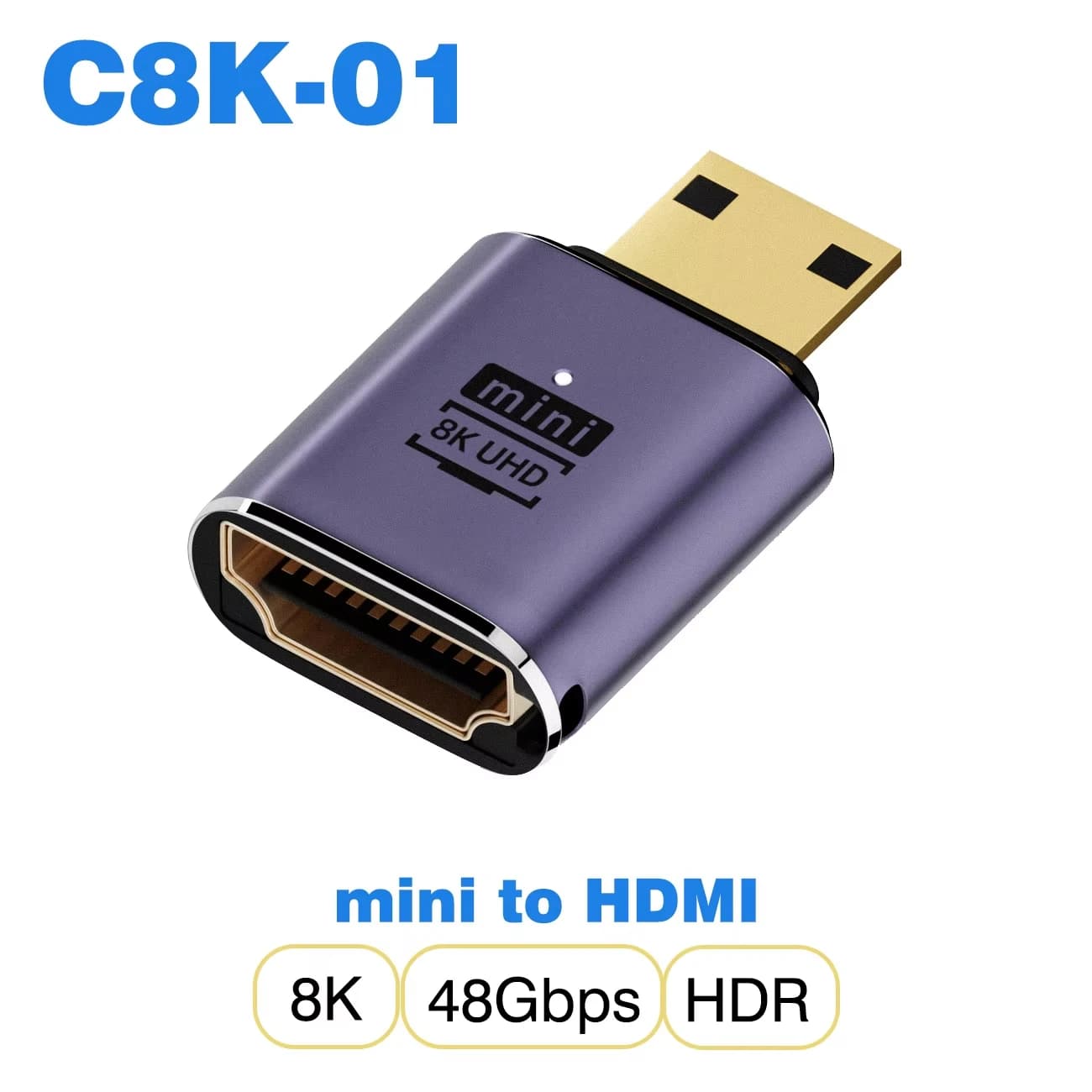 1PCS 2PCS 5PCS 8K Cable Mini HDMI Male to HDMI 2.1 Female UHD Extension Gold Converter Adapter Support 8K 60hz HDTV